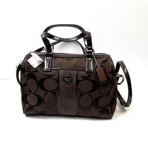 Coach Signature Stripe Satchel‎